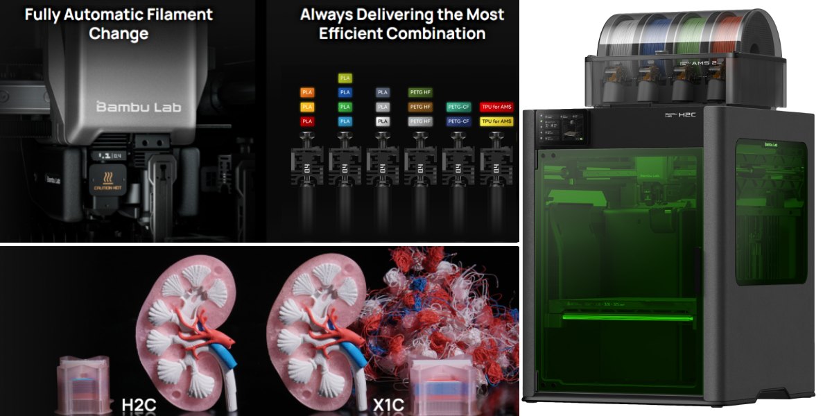3D принтер Bambu Lab H2C Laser Full Combo 10W-цветная безоотходная печать