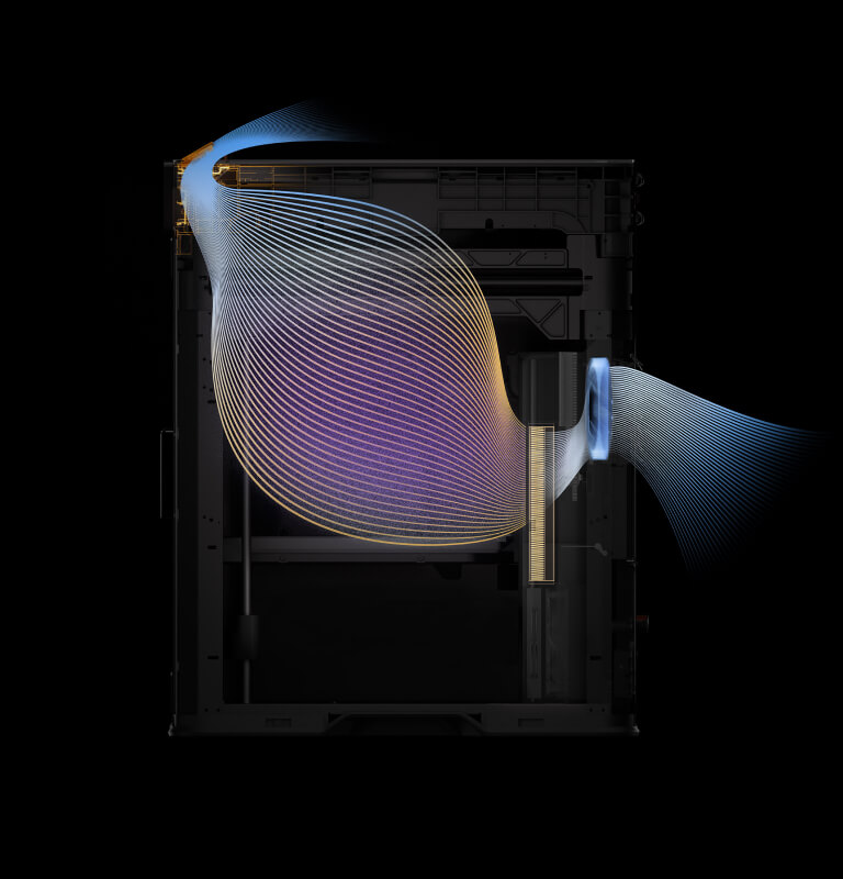 Bambu Lab H2S Combo с открытым верхним вентиляционным отверстием для низкотемпературной печати материалами PLA и PETG.