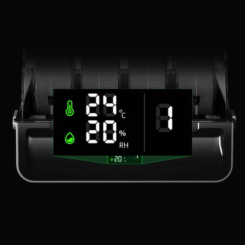 Отображение температуры и влажности в реальном времени на Creality K2 Pro. Цифровой дисплей на CFS, показывающий температуру и влажность в реальном времени.