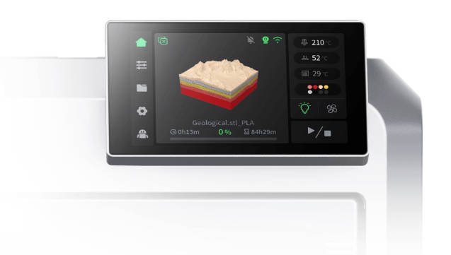 Эволюционная Creality OS на Creality K2 Pro. Эволюционный интерфейс Creality OS, отображаемый на сенсорном экране принтера.