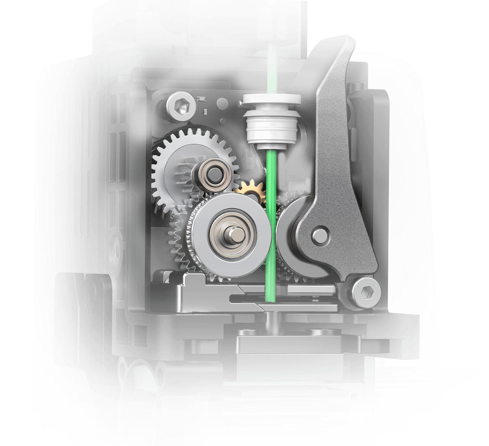 Высокопроизводительный экструдер прямого привода. Крупный план прочного экструдера прямого привода.