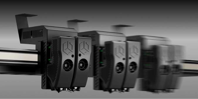 Экструдер для быстрой печати Схема, иллюстрирующая легкий, автоматически поднимающийся экструдер CreatBot D1000 Pro HS, который способствует увеличению скорости печати до 40% и достижению 300 мм/с.