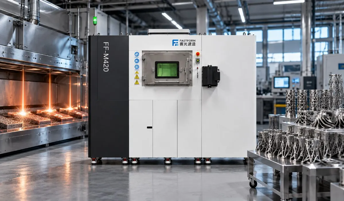 Промисловий металевий 3D-принтер FastForm FF-M420 500W×4 у виробничому цеху