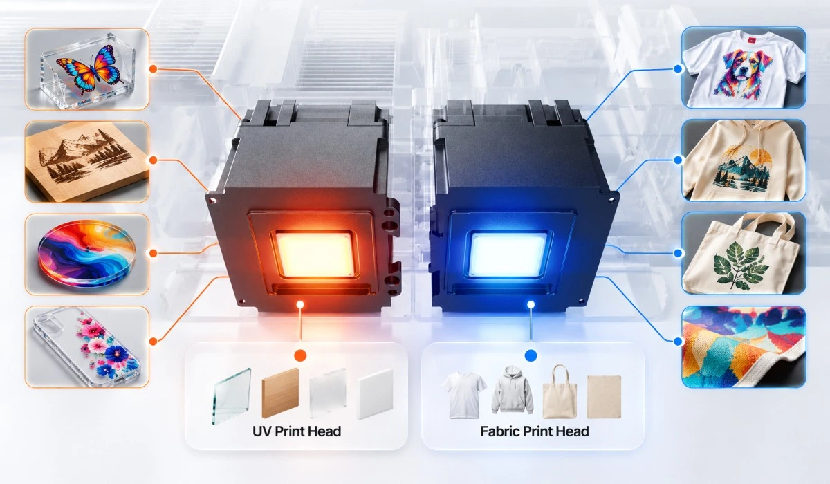 Друкувальні головки UV та для тканин у системі xTool O1 Omni